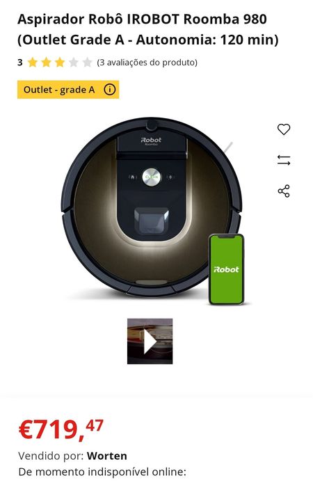 Aspirador Robô IROBOT Roomba 980 (Autonomia: 120 min)