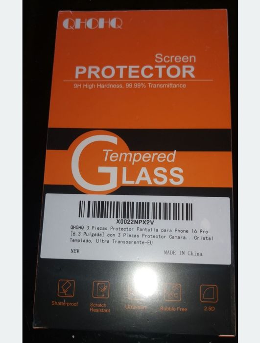 Szkło hartowane QHOHQ 3szt + osłona aparatu iPhone 16 Pro ZESTAW