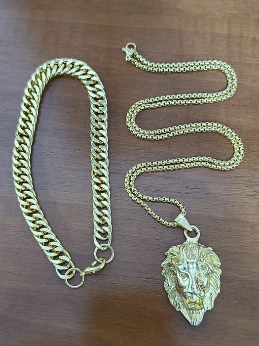 Conjunto Colar e Pulseira Leão Dourado