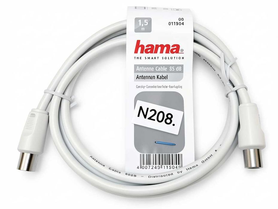 N208 Kabel Antenowy Hama Złącze F Złącze TV 1.5m 85dB