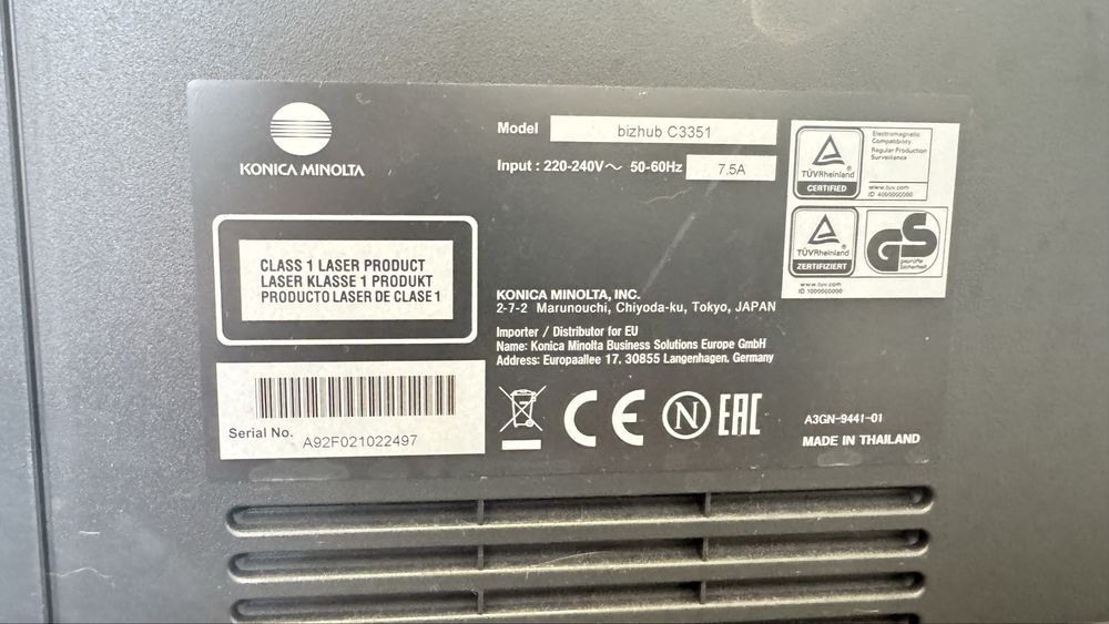 Impressora Konica Minolta bizhub C3351 com toners novos