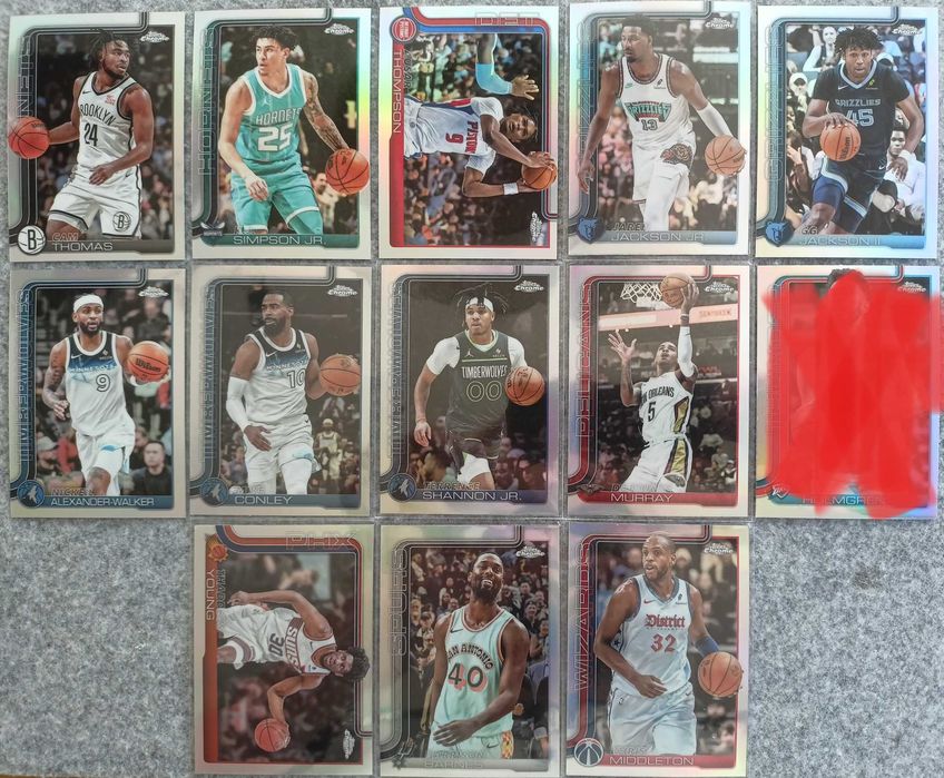 12 kart NBA 2025-26 Topps Chrome Refractor Thompson Jackson Murray