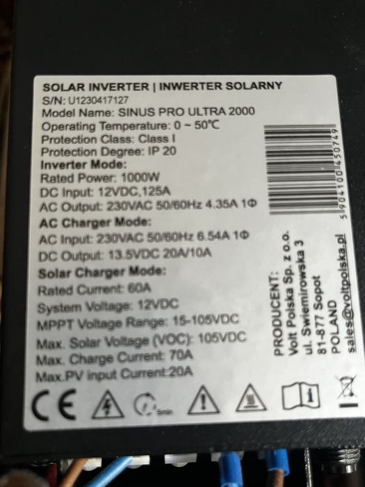 Инвектор VOLT Polska 2 кв и аккомулятор 60 A