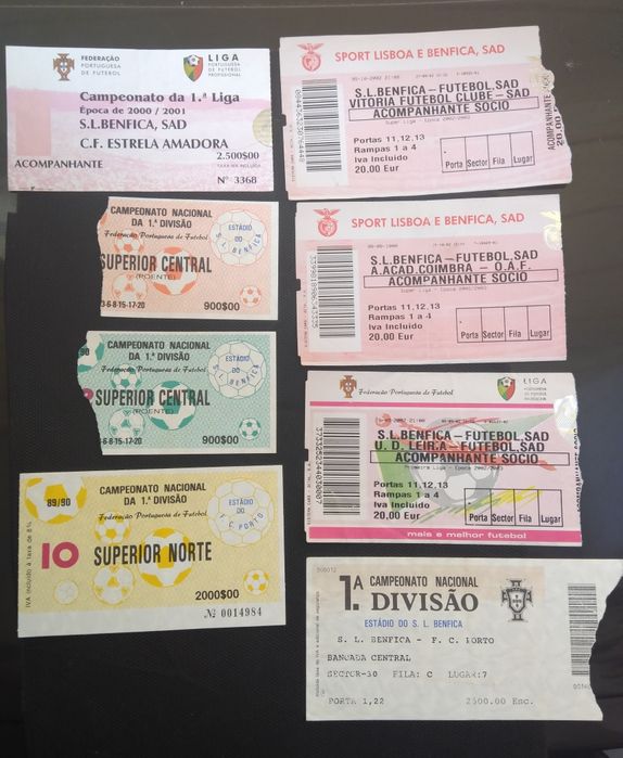 Bilhetes de futebol antigos Benfica