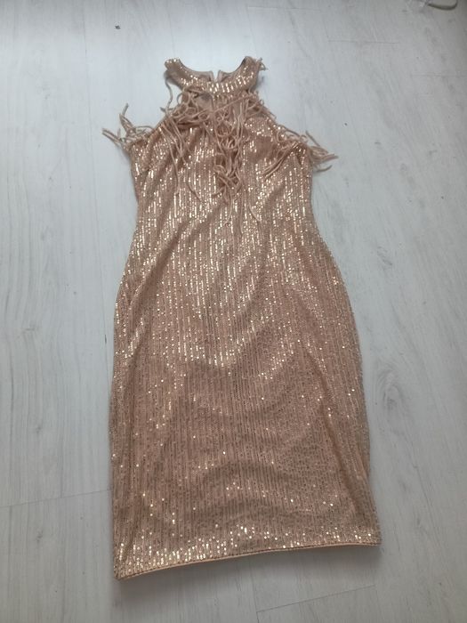 Złota  błyszcząca sukienka dla koneserki mody L/Xl