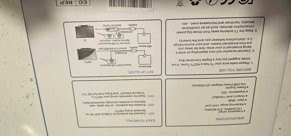 Wewnętrzna antena telewizyjna HD