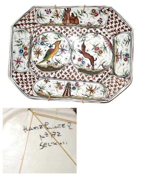 Decorative Portuguese Faience Plate / Platter - (32x25 cm)