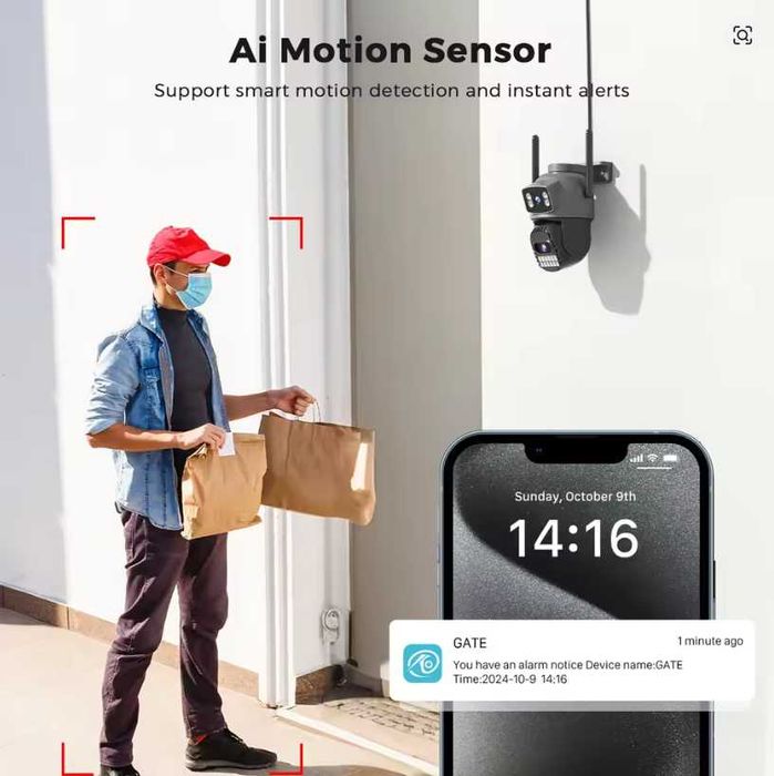 IP камера 10MP Wi-Fi PTZ 360° з автотрекінгом та нічним баченням