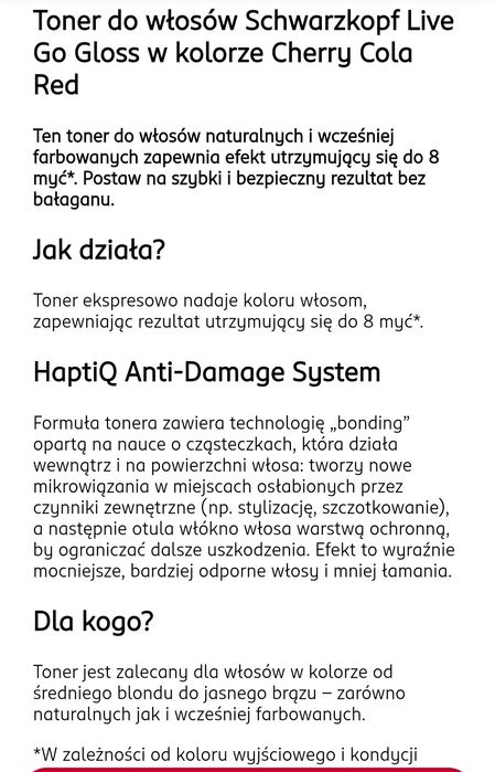 Toner do włosów cherry cola red