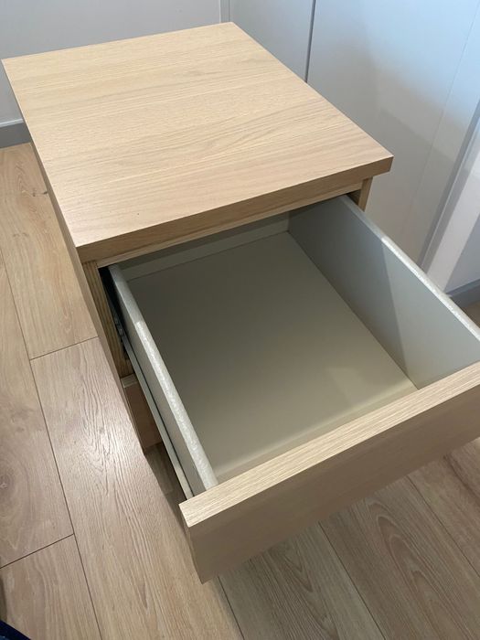 Malm Cómoda c/2 gavetas, chapa de carvalho c/velatura branca, 40x55 cm