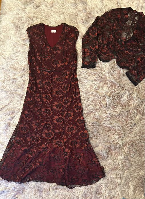 Sukienka na okazje, popielata, krótki rękaw