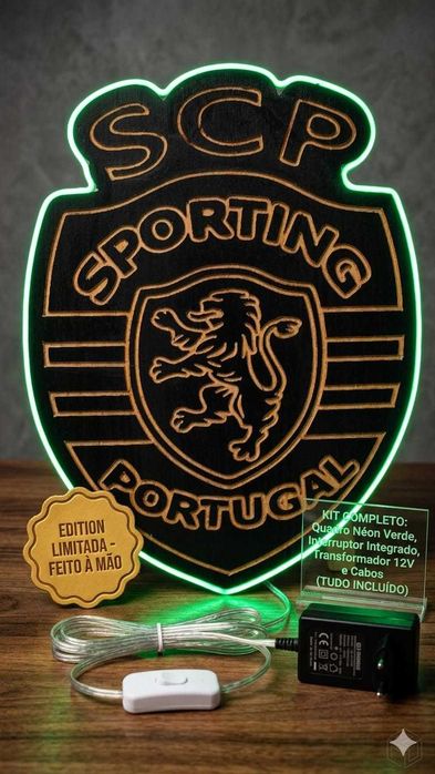 Quadros em Madeira com Iluminação Neon LED | Equipas de Futebol