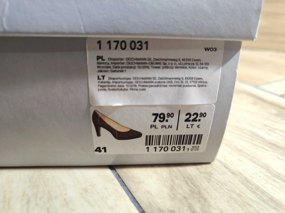 Czarne buty na obcasie damskie Graceland półbuty zamszowe damskie 41