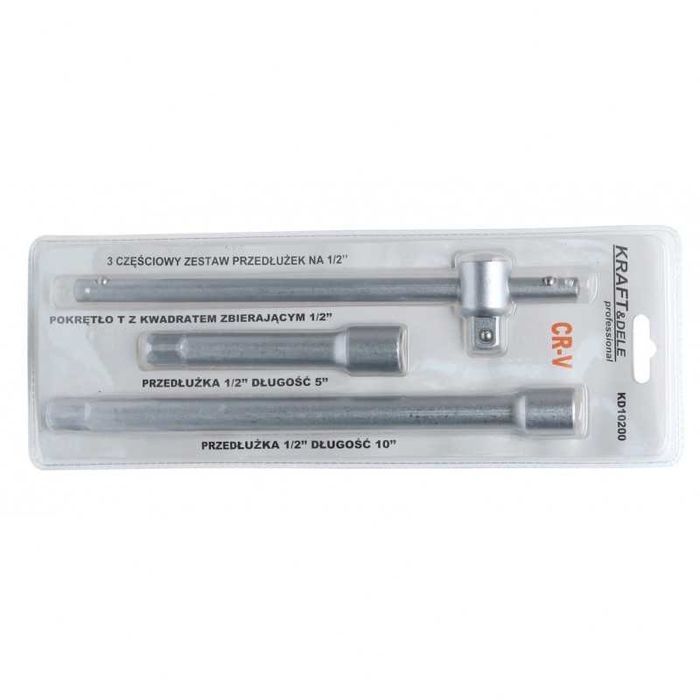 Przedłużki 2szt. + pokrętło "T" 1/2" przedłużka do klucza nasadowego