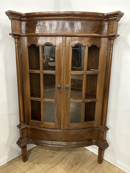 Witryna antyczna narożna teak