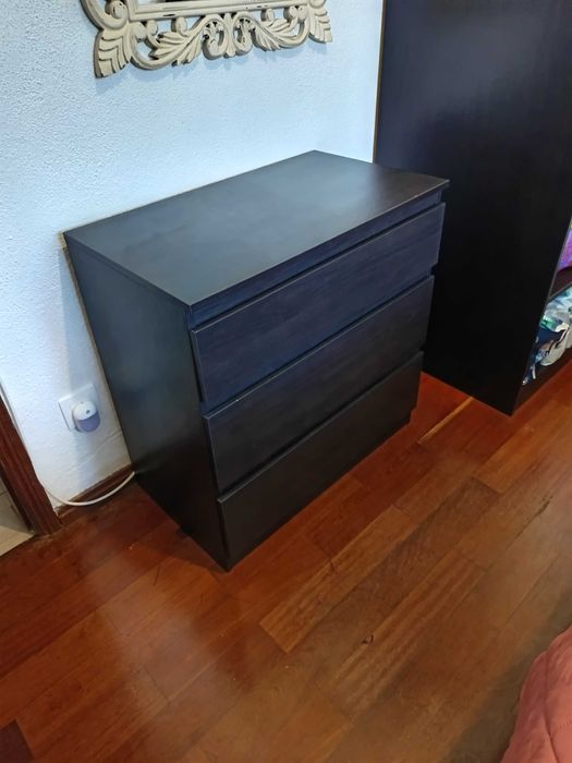 Mobilia de quarto solteiro Ikea Malm preto