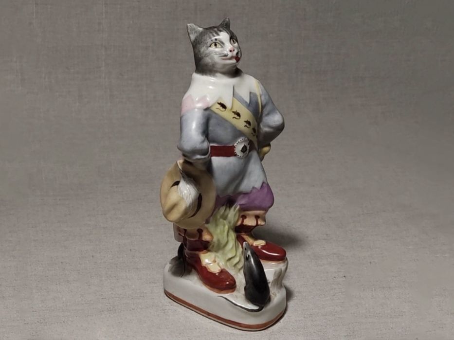 Статуэтка «КОТ В САПОГАХ» Ангарский з-д 1950-е СССР Оригинал РЕДКОСТЬ!