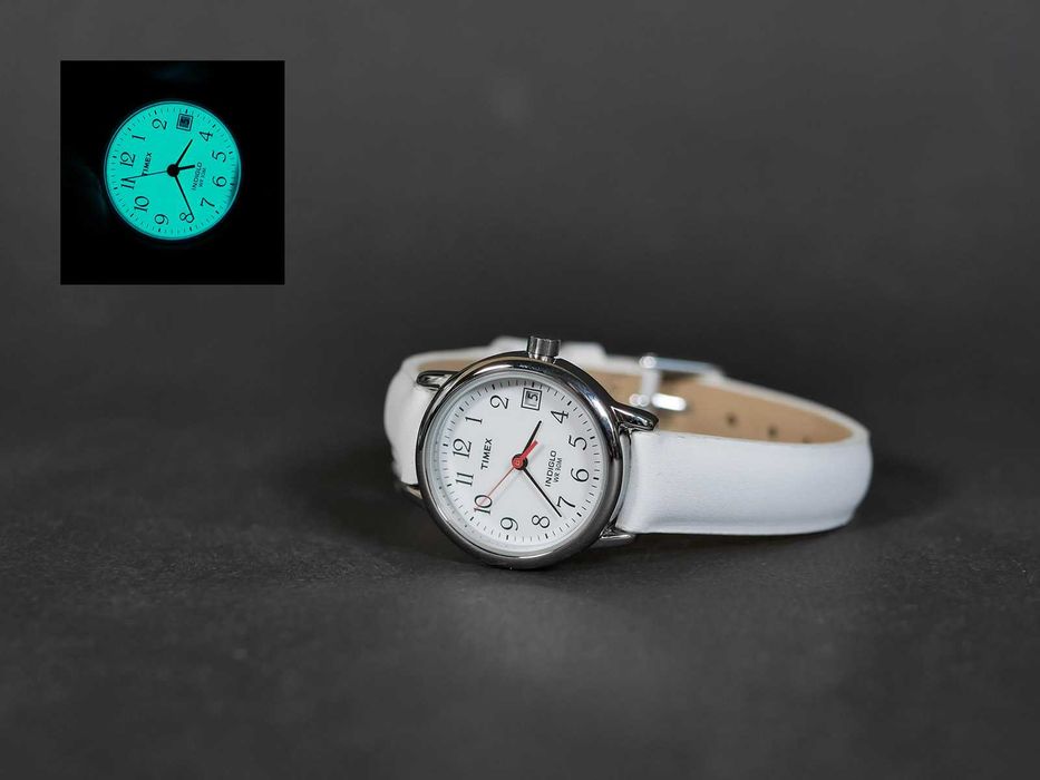 Жіночий годинник Timex T2H391 Ø25мм Easy Reader з білим шкіряним ремінцем