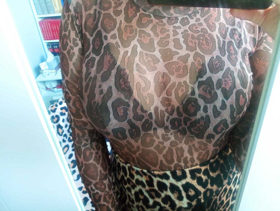 Prześwitujące body w panterkę,XL
