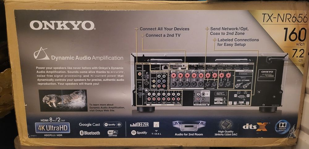 Onkyo TX NR 656 ATMOS e DTS-x - NR656 7.2 canais - 4k, c/o NOVO