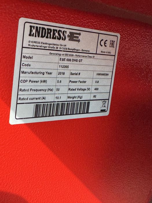 Agregat prądotwórczy Endress ESE 606 , moc 5.6 kW , silnik Hondy GS 390 ,