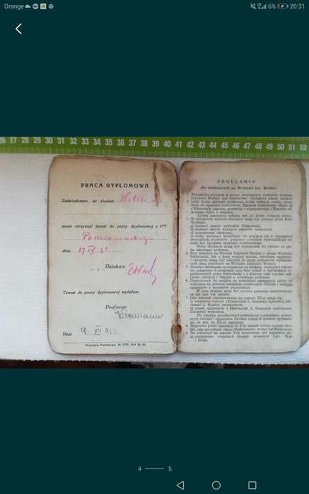 Dokumenty polskie stare Uniwer. Warszaw. Zamienię