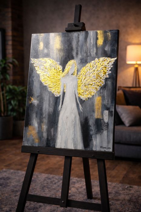 Obraz „Złoty Anioł” 3D – Akryl na płótnie 40x50