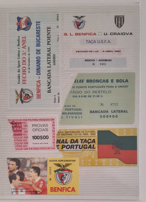 Bilhetes de futebol antigos