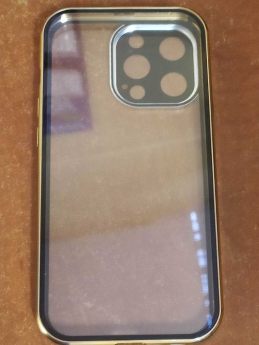 Złote magnetyczne etui ochronne na IPhone dual glass