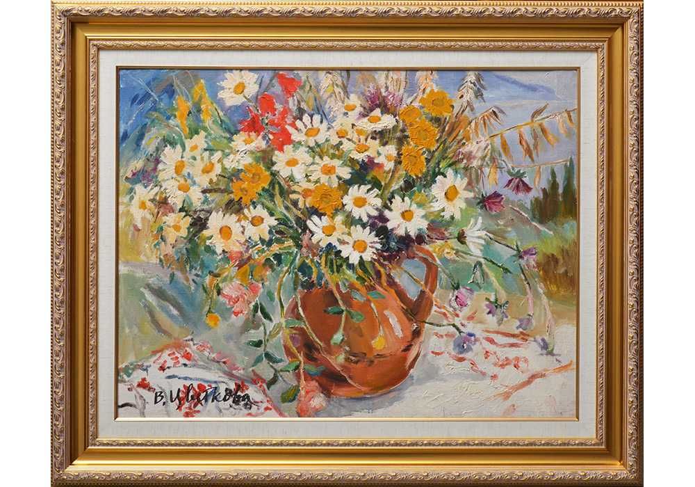 Цветкова Валентина (1917-2997). Полевые цветы. 1990. холст масло