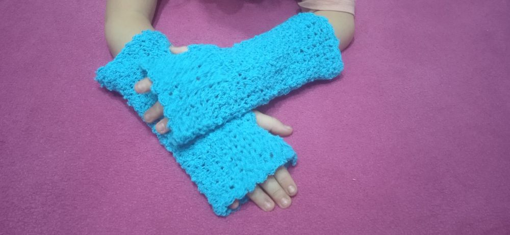 Rękawiczki damskie wełniane turkusowe