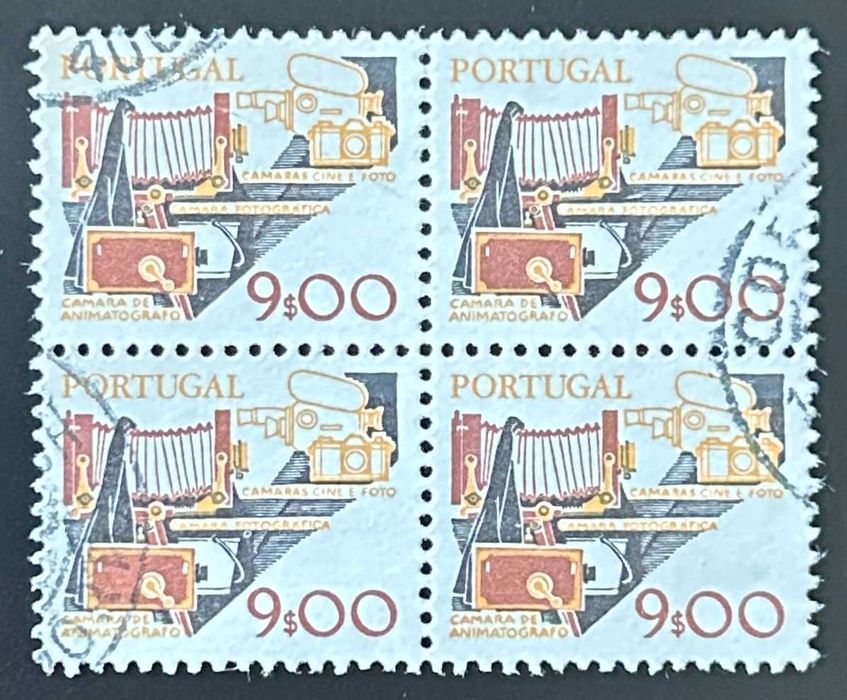 Quadra de selos usados de 9$00 - Instrumentos de trabalho - 1980