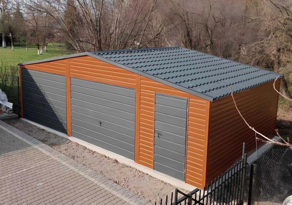 Garaż blaszany Premium 8x6m – dach dwuspadowy, montaż gratis