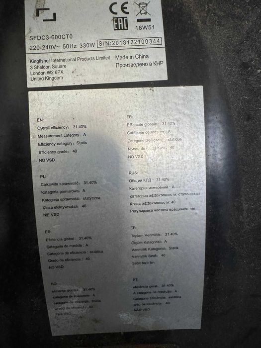Wynajem osuszacza  wentylator PRZEMYSLOWY  SFDC3-600CT0