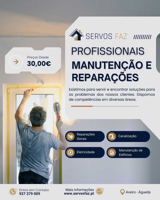 Manutenção Edifícios, Reparações Domésticas (Urgentes) Águeda e Aveiro