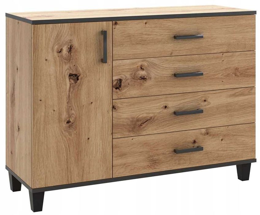 Nowa ladna komoda 120 x 40 x 90cm czarny, dąb artisan