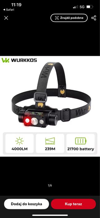 Wurkkos HD 50 Latarka nowa lecz uszkodzona