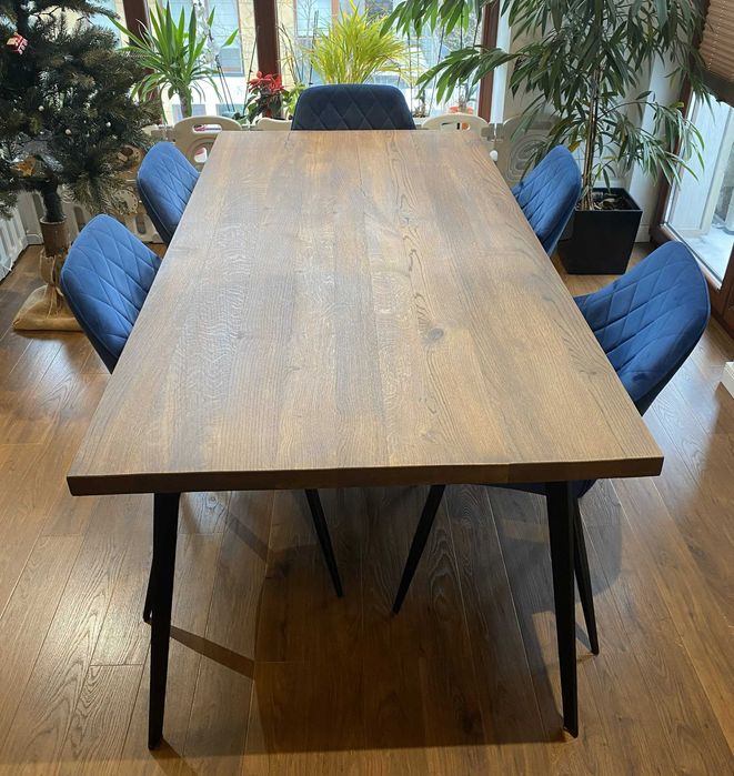 Dębowy stół 180x90cm – lite drewno, dąb heban