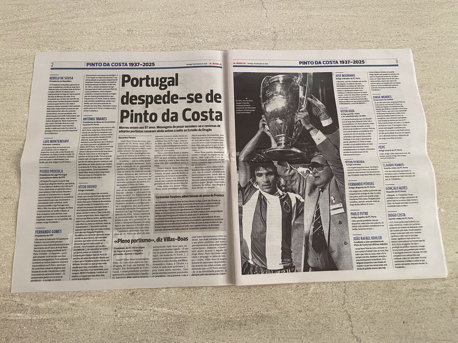 Vendo jornal A Bola 16 de Fevereiro de 2025 - Pinto da Costa