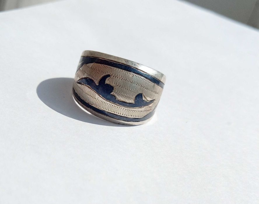 Кольцо Чернь. Перстень Кубачи. Срібло 875. Зірочка. СССР