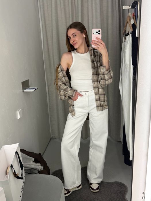 Білі джинси wide leg Pull&bear