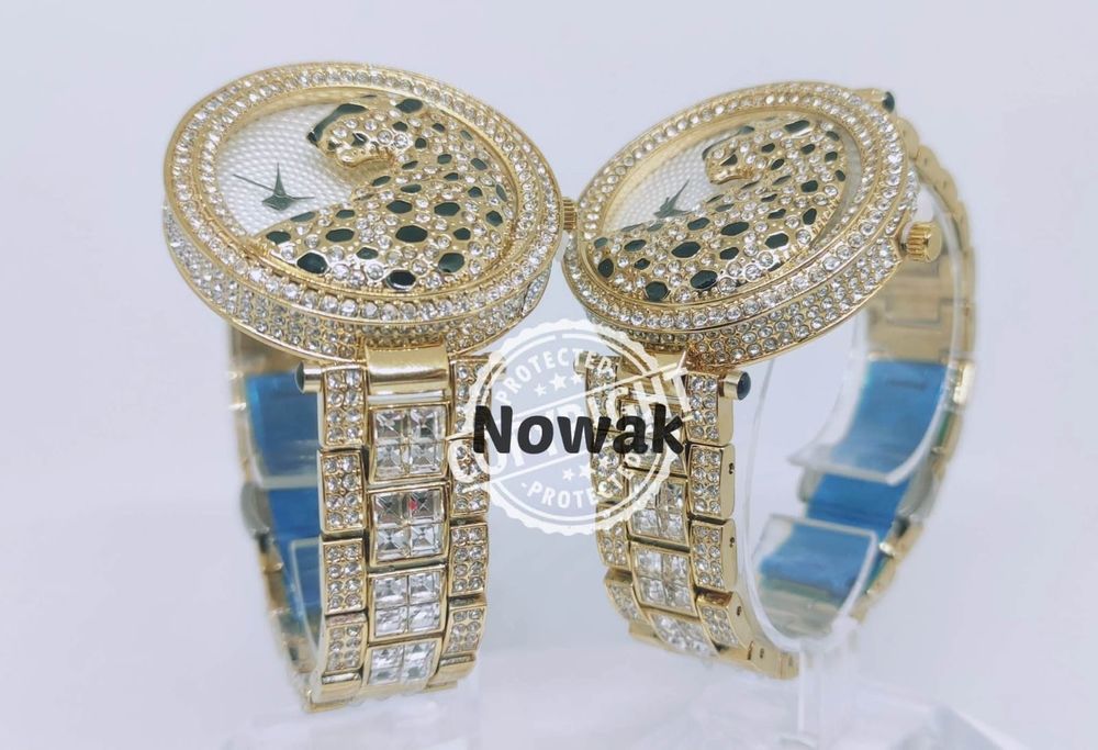 Zegarek pantera cyrkonie  glamour  cyrkonie z boku cyferblatut