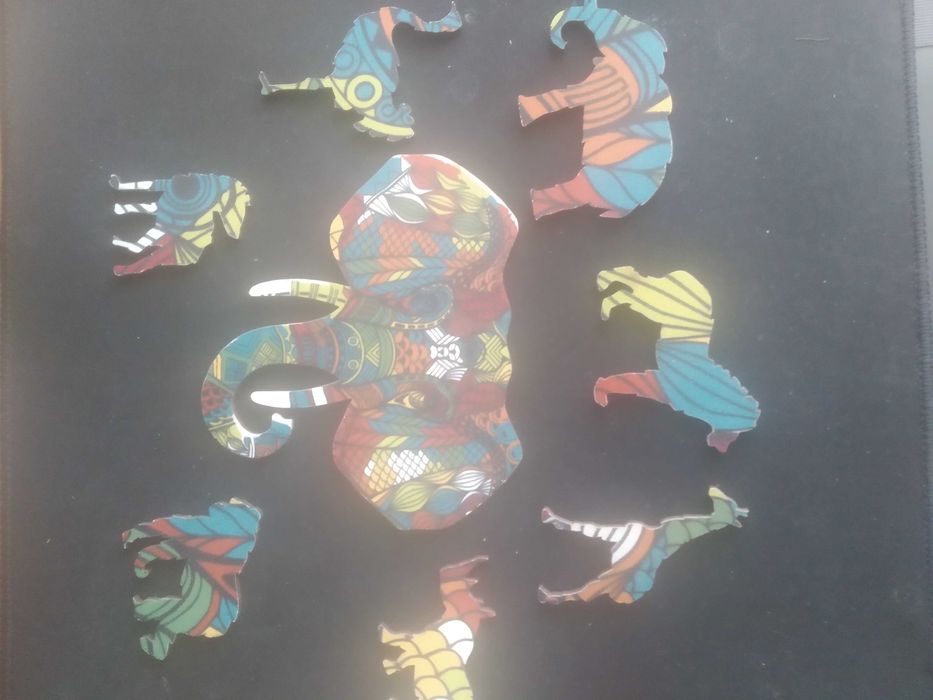 Фігурні дерев'яні пазли "Golden Elefant" (барвисті яскраві елементи)