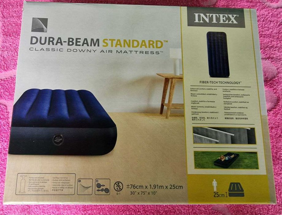 Надувний одномісний матрац intex велюровий 76 на 191см