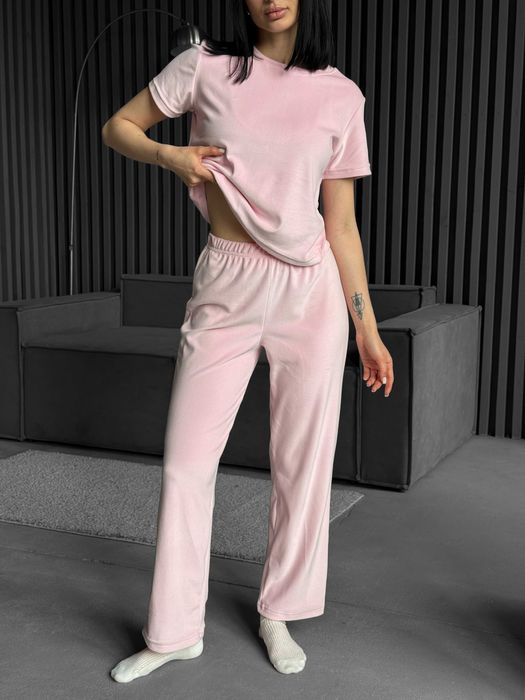 Піжама жіноча велюрова штани і футболка пижама женская с велюра штаны