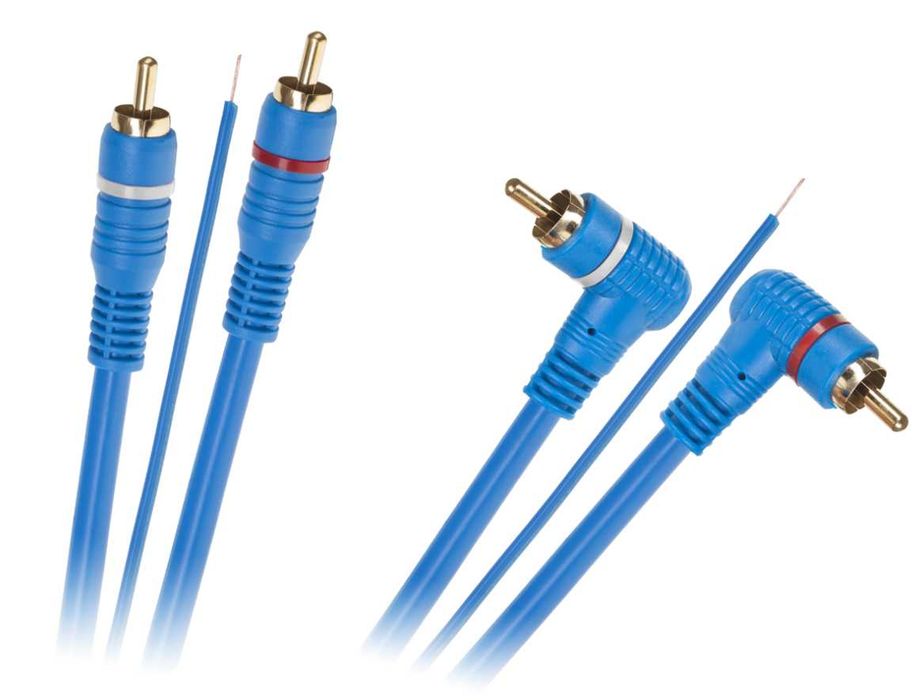 Kabel 2 x RCA - 2 x RCA + żyła 5m kątowo - prosty