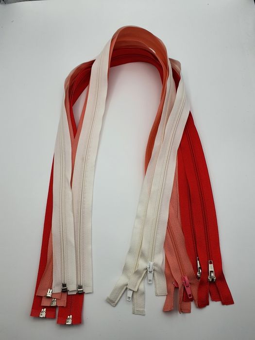 Zamek suwak zestaw 6 szt.Odcienie róż/biały 90 cm.