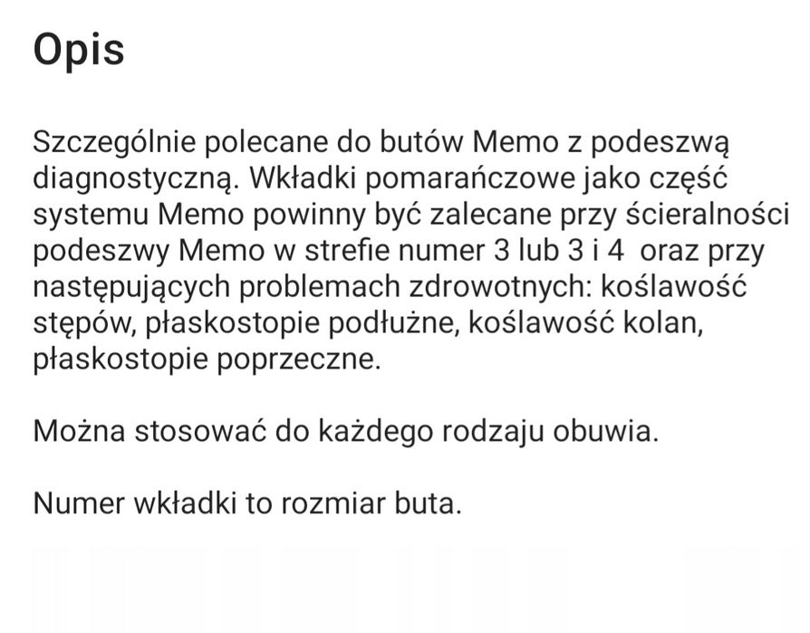 Wkladka ortopedyczna 28 supinacyjna Memo