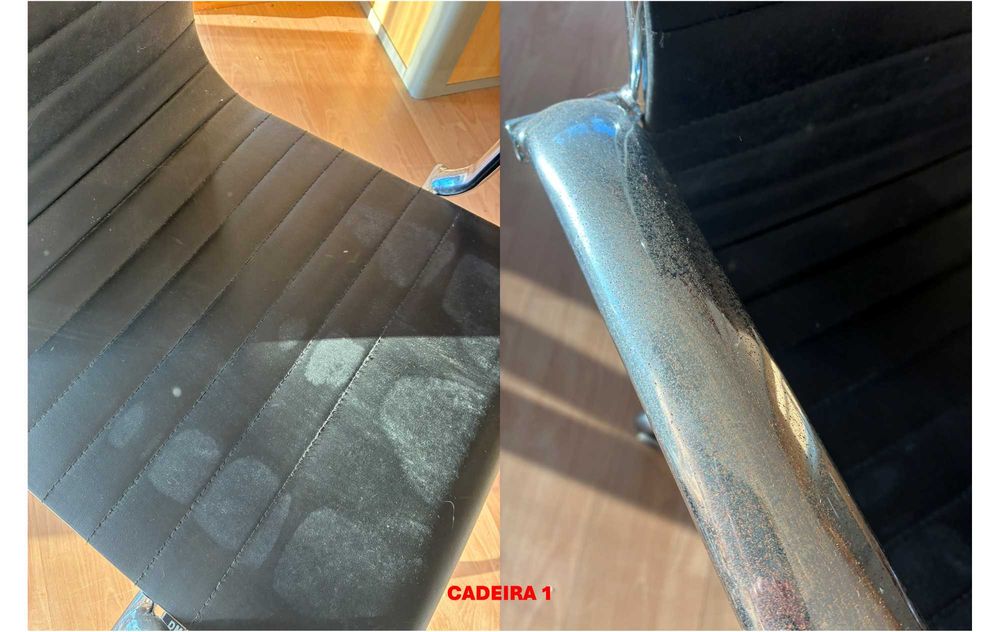 conjunto 2 cadeiras escritório, de rodas, altura ajustável, reclinável