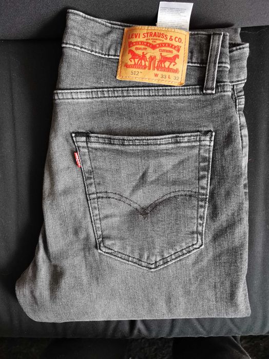 Levis 512 Ciemno-SZARE jeansy elastyczne W33 L32 dopasowane JAK NOWE